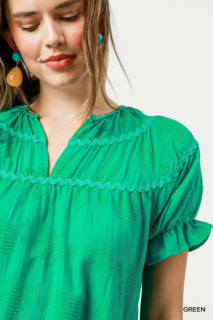 Umgee Heart Pattern Short Sleeve Ruffle Babydoll Dress - Bitsy Gypsy Boutique