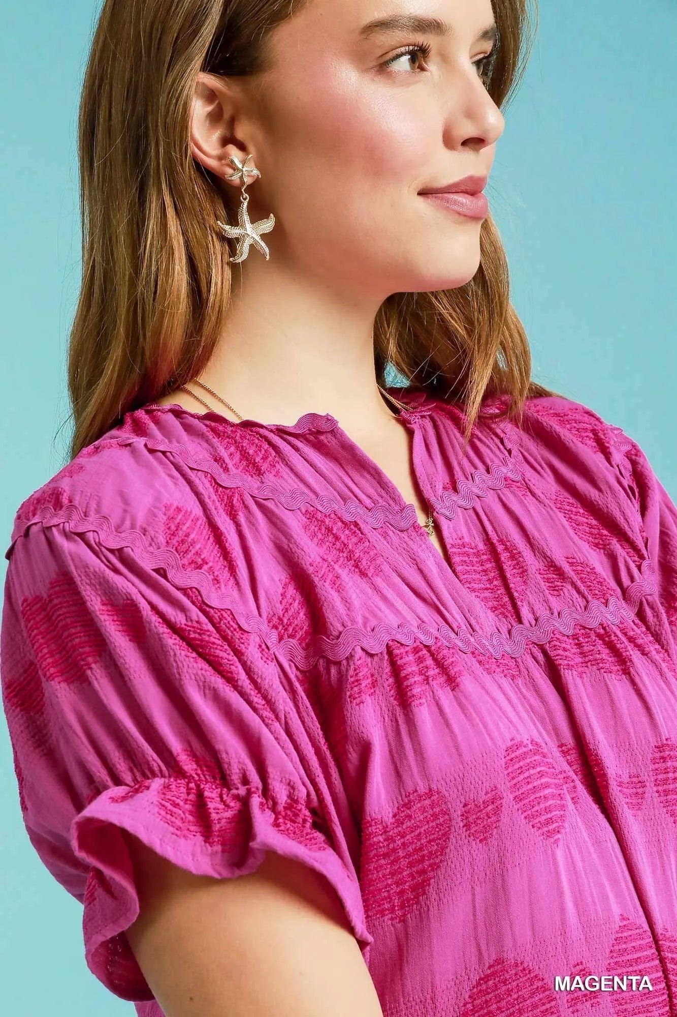 Umgee Heart Pattern Short Sleeve Ruffle Babydoll Dress - Bitsy Gypsy Boutique