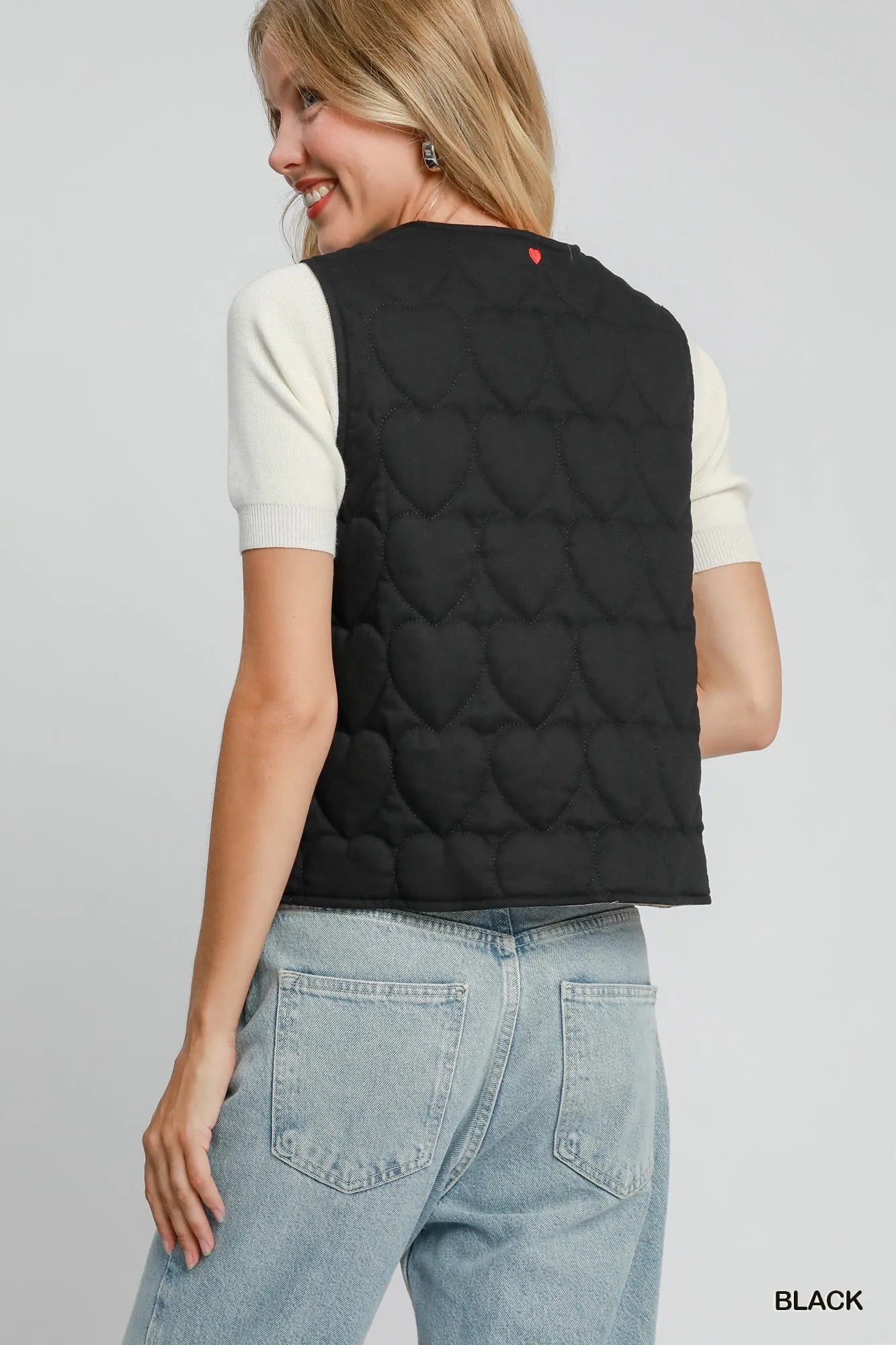 Umgee Heart Quilted Tie - Front Vest - Bitsy Gypsy Boutique