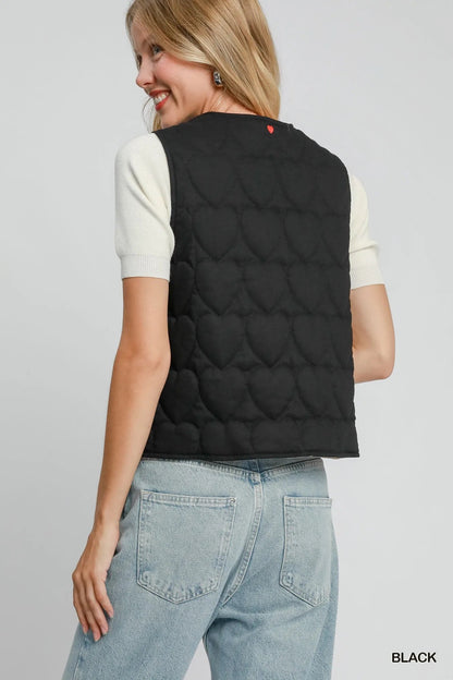 Umgee Heart Quilted Tie - Front Vest - Bitsy Gypsy Boutique