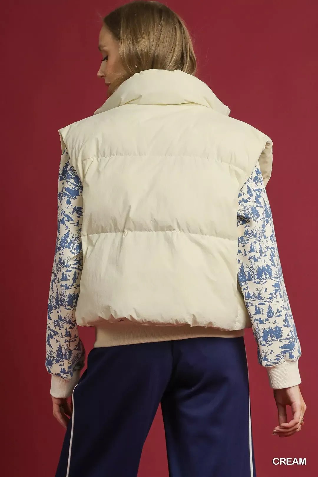 Umgee High Neck Puffer Vest with Zip Front - Bitsy Gypsy Boutique