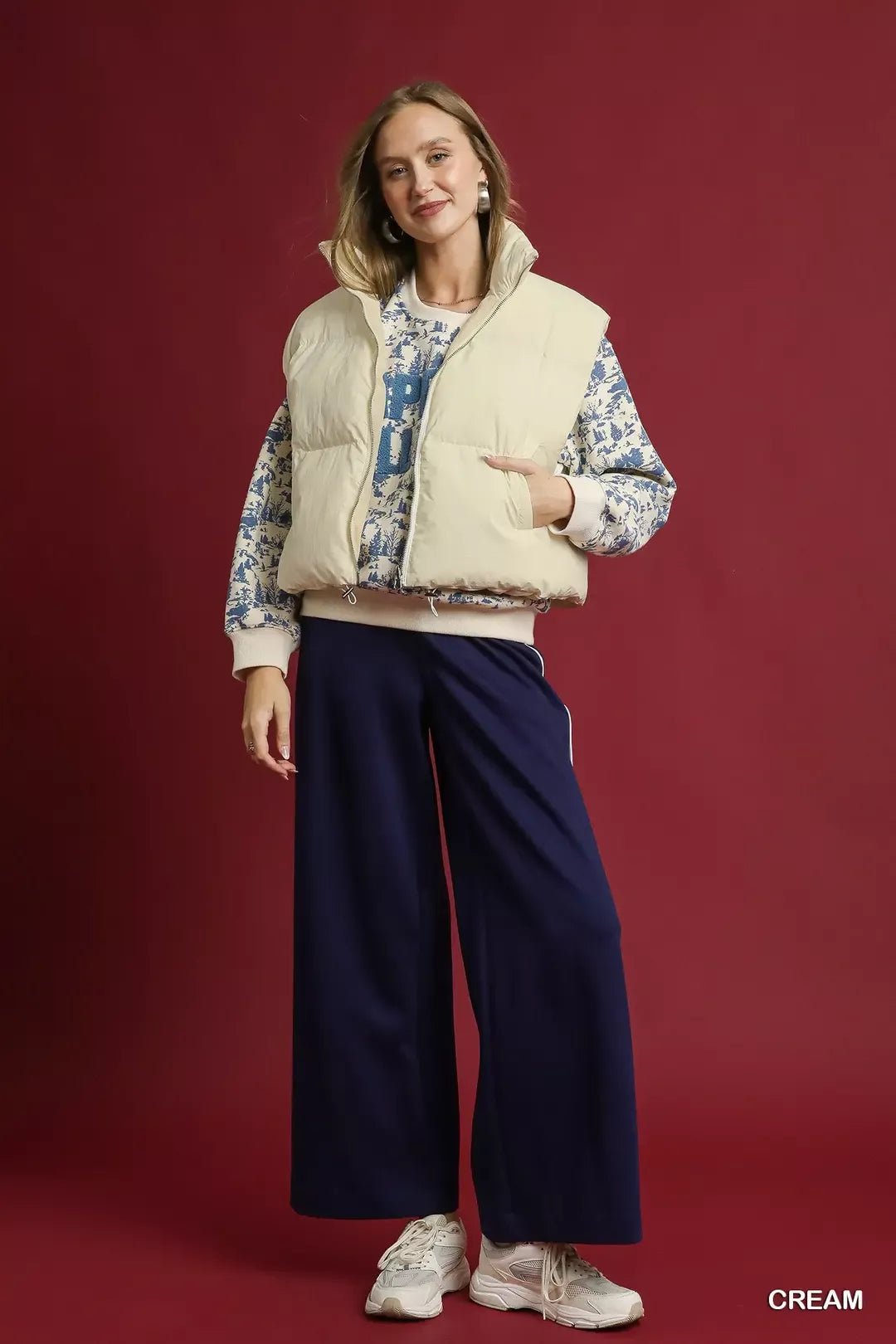 Umgee High Neck Puffer Vest with Zip Front - Bitsy Gypsy Boutique