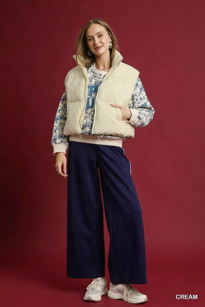 Umgee High Neck Puffer Vest with Zip Front - Bitsy Gypsy Boutique