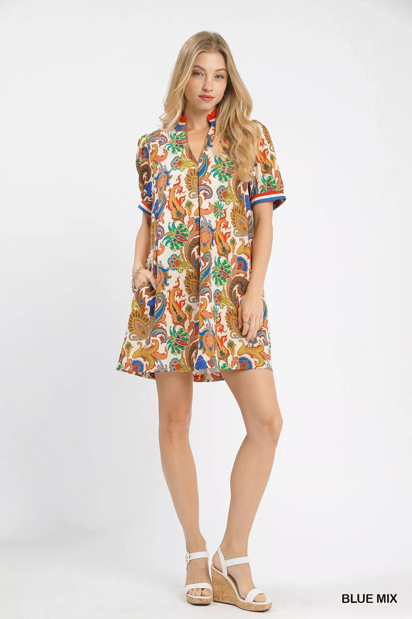 Umgee Jacquard Abstract Print Mini Dress - Bitsy Gypsy Boutique