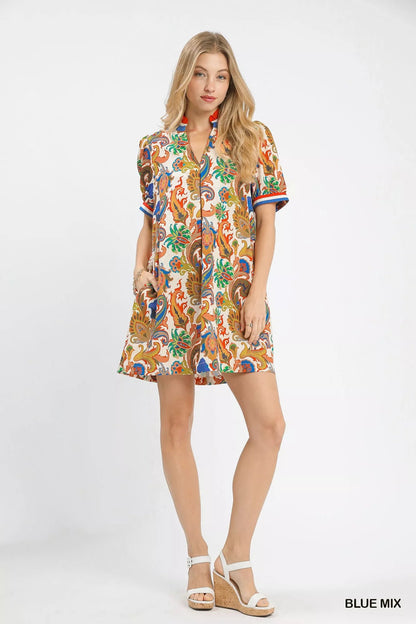 Umgee Jacquard Abstract Print Mini Dress - Bitsy Gypsy Boutique