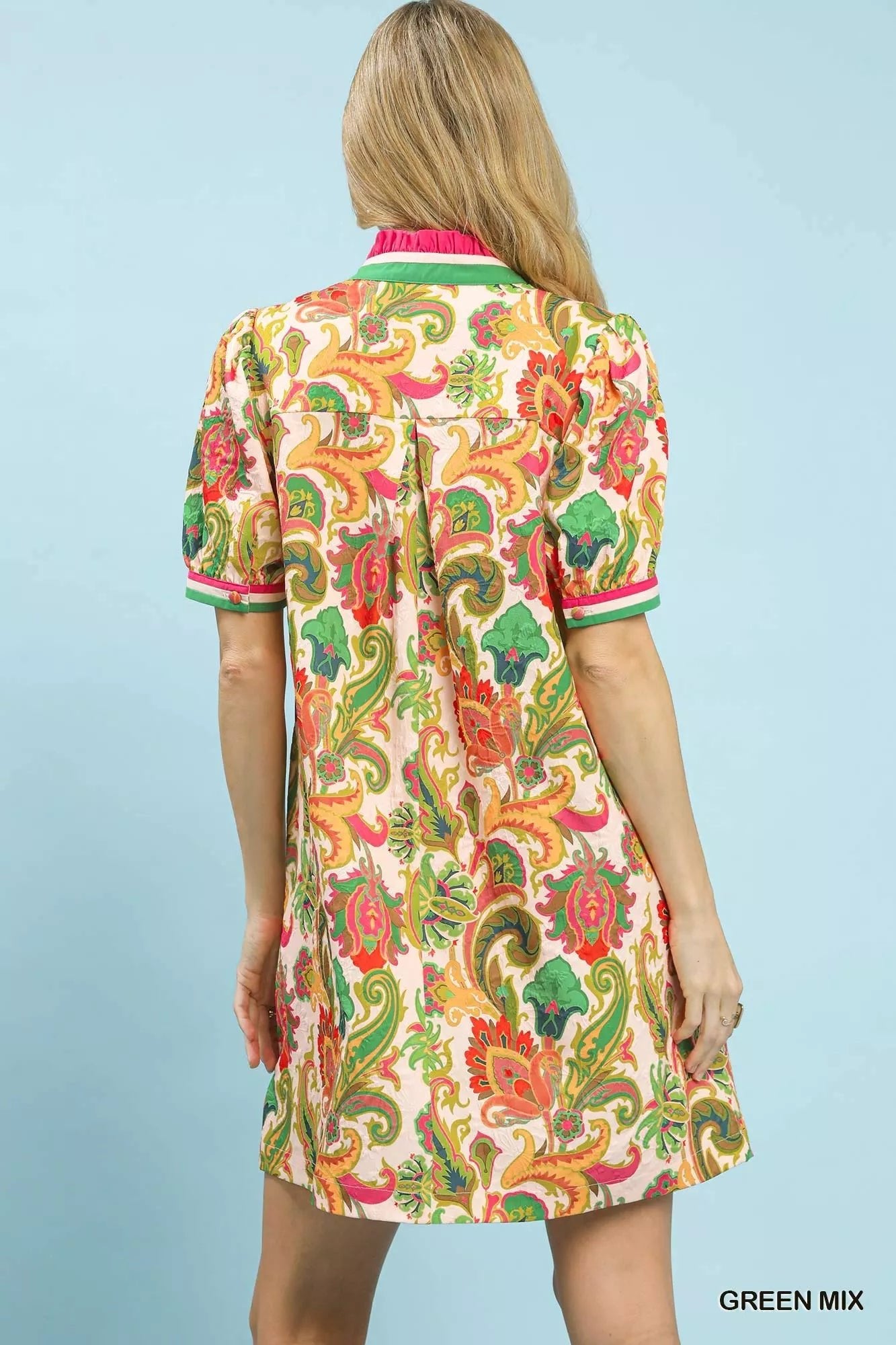 Umgee Jacquard Abstract Print Mini Dress - Bitsy Gypsy Boutique