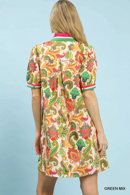 Umgee Jacquard Abstract Print Mini Dress - Bitsy Gypsy Boutique