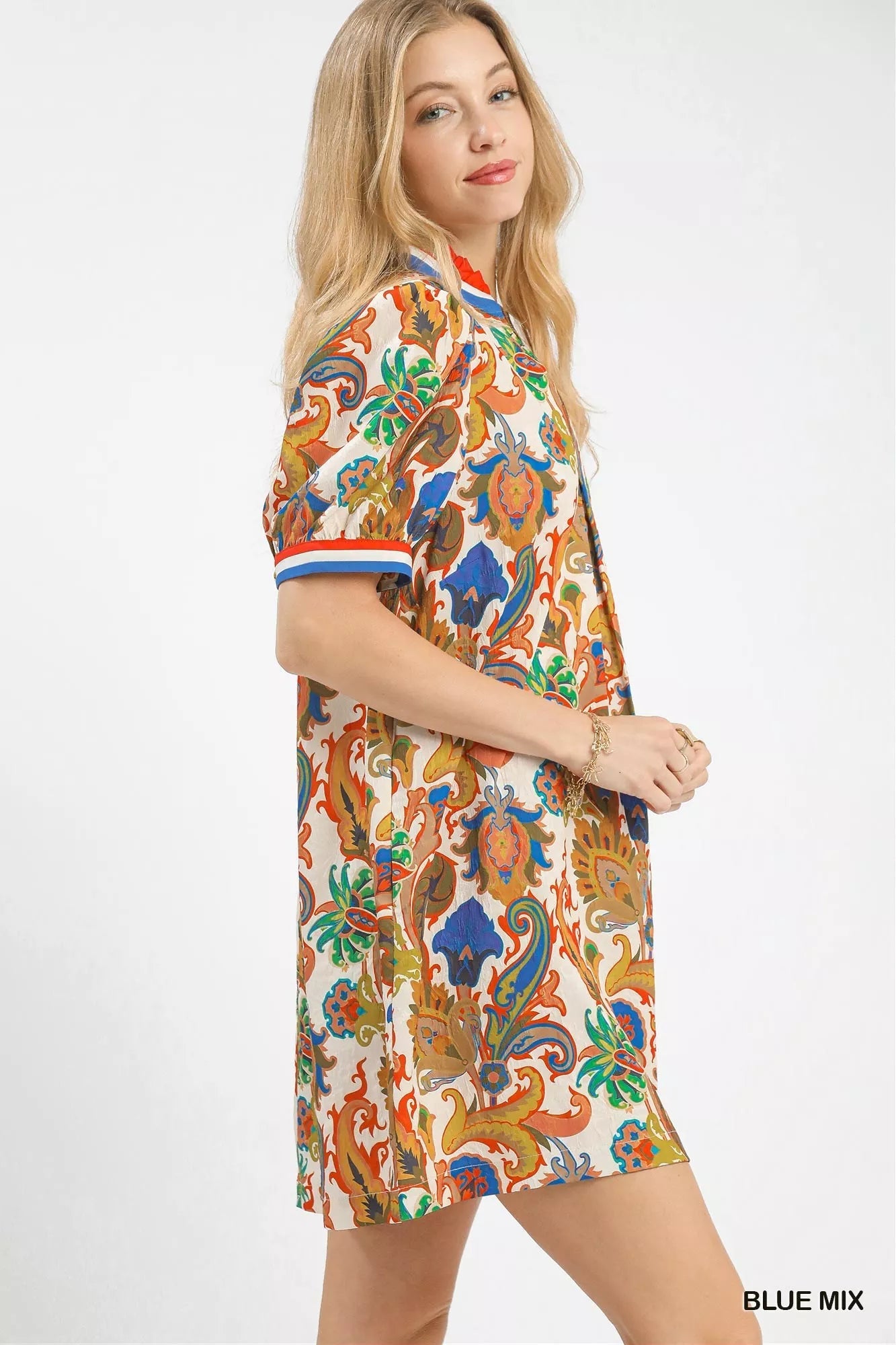 Umgee Jacquard Abstract Print Mini Dress - Bitsy Gypsy Boutique