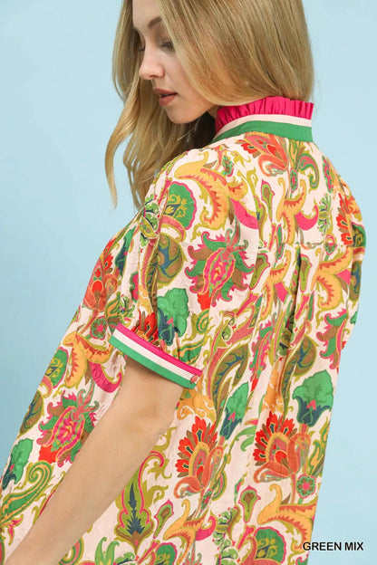 Umgee Jacquard Abstract Print Mini Dress - Bitsy Gypsy Boutique
