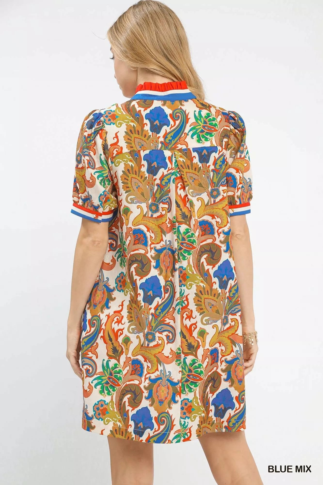 Umgee Jacquard Abstract Print Mini Dress - Bitsy Gypsy Boutique