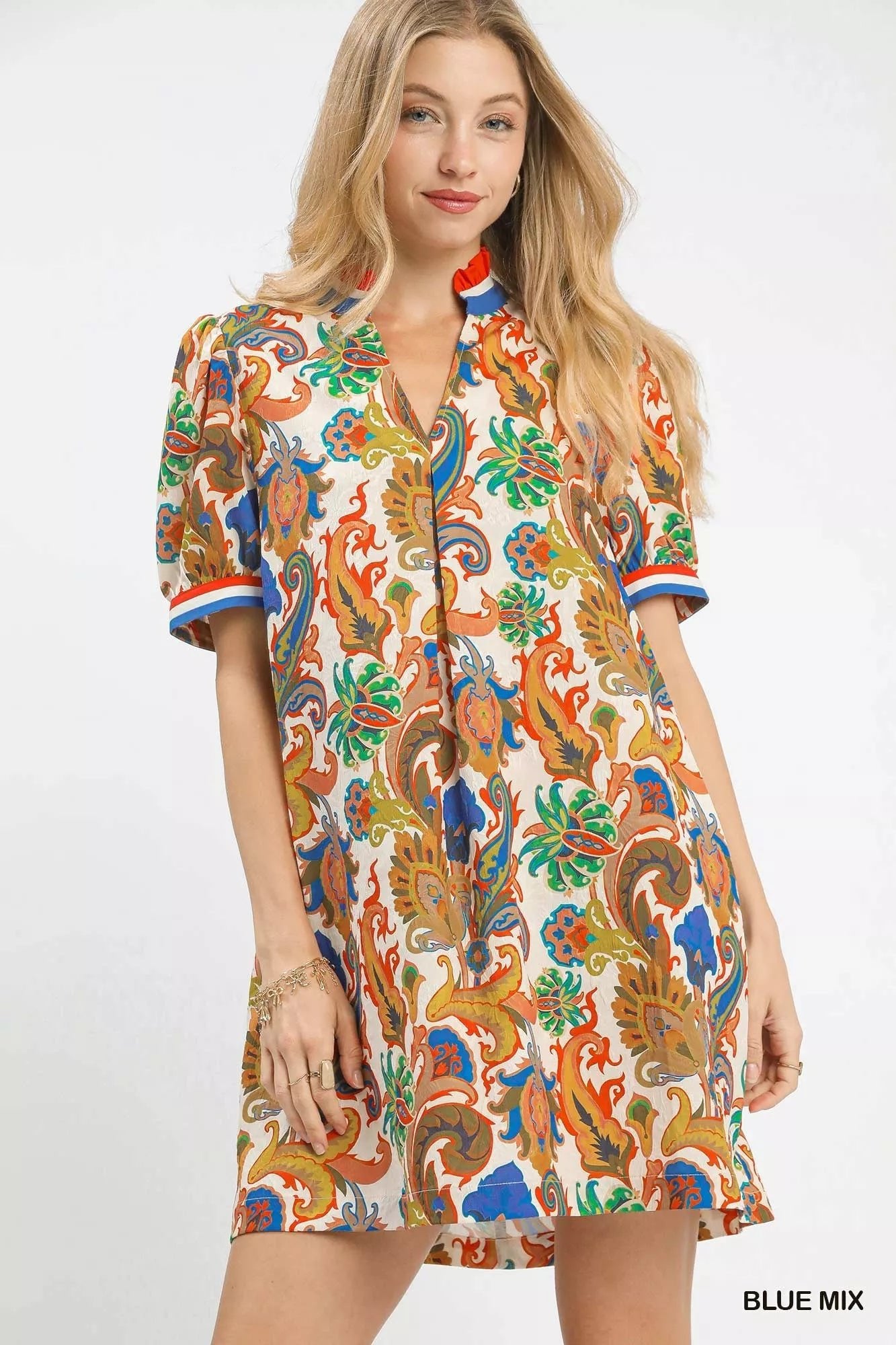 Umgee Jacquard Abstract Print Mini Dress - Bitsy Gypsy Boutique