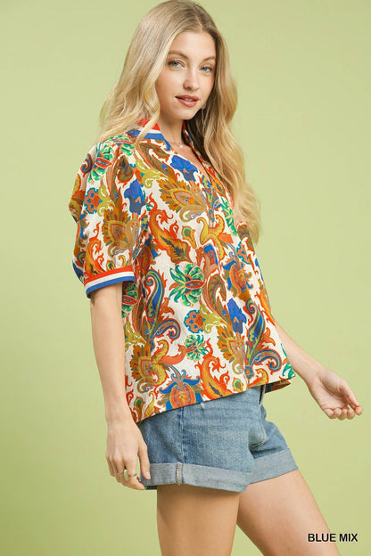Umgee Jacquard Abstract Print Top - Bitsy Gypsy Boutique
