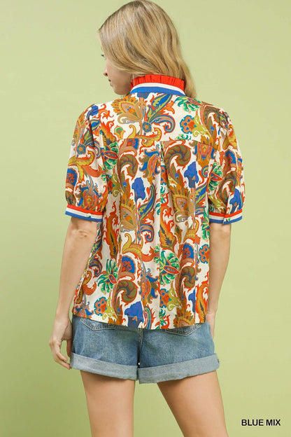 Umgee Jacquard Abstract Print Top - Bitsy Gypsy Boutique