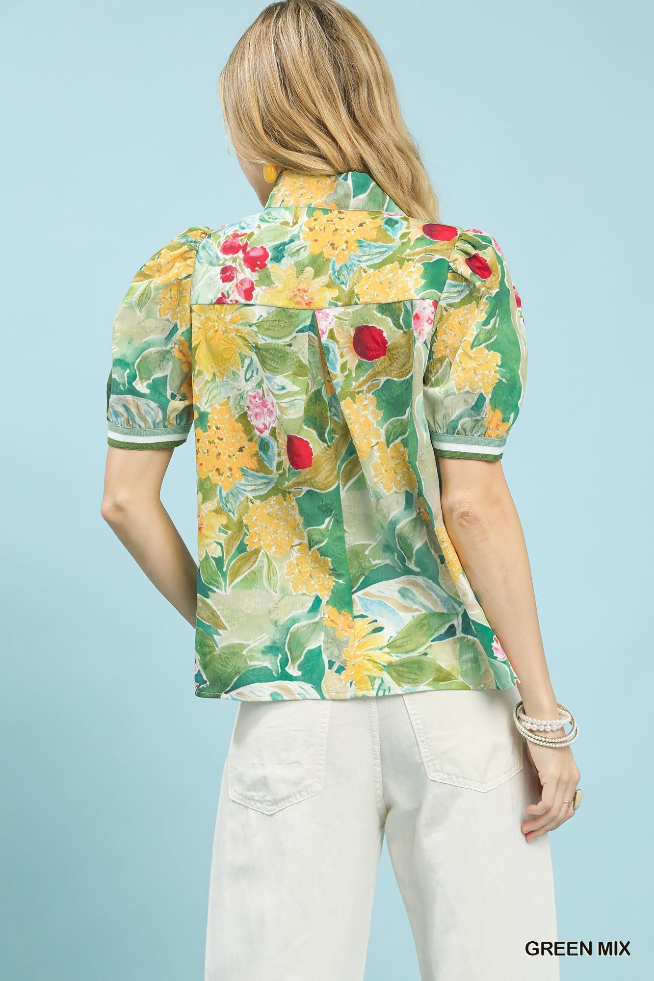 Umgee Jacquard Bloomscape Print Top - Bitsy Gypsy Boutique