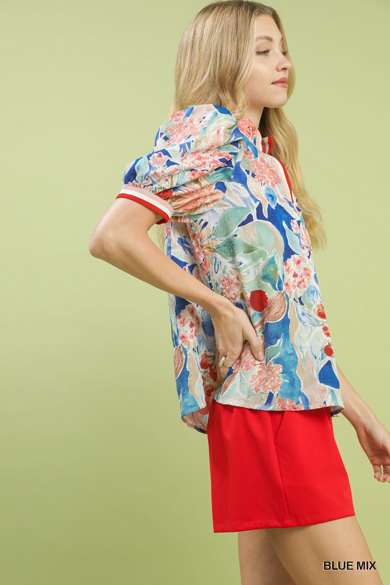 Umgee Jacquard Bloomscape Print Top - Bitsy Gypsy Boutique