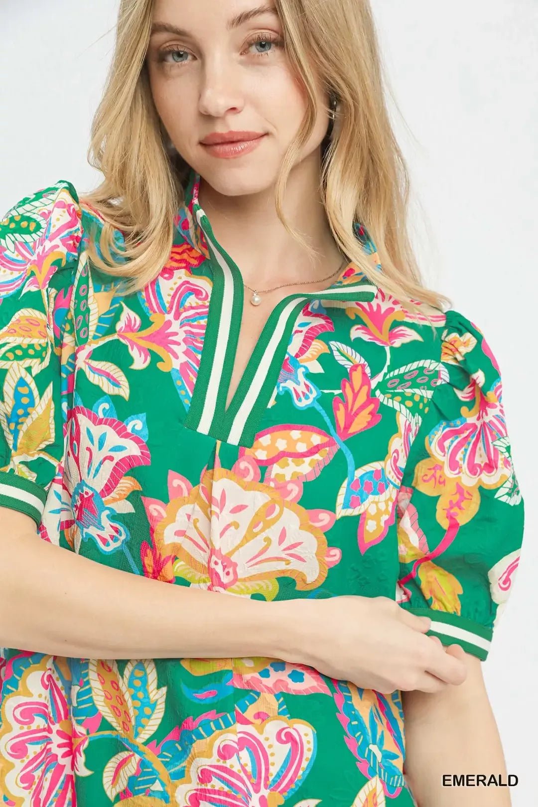 Umgee Jacquard Paisley Print Puff Sleeve Tunic Dress - Bitsy Gypsy Boutique