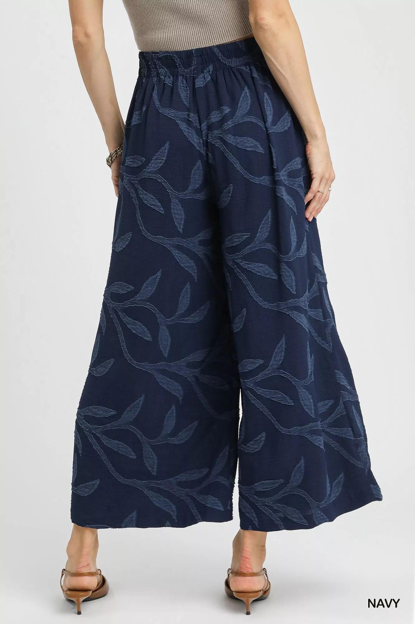 Umgee Jacquard Wide - Leg Pants - Bitsy Gypsy Boutique