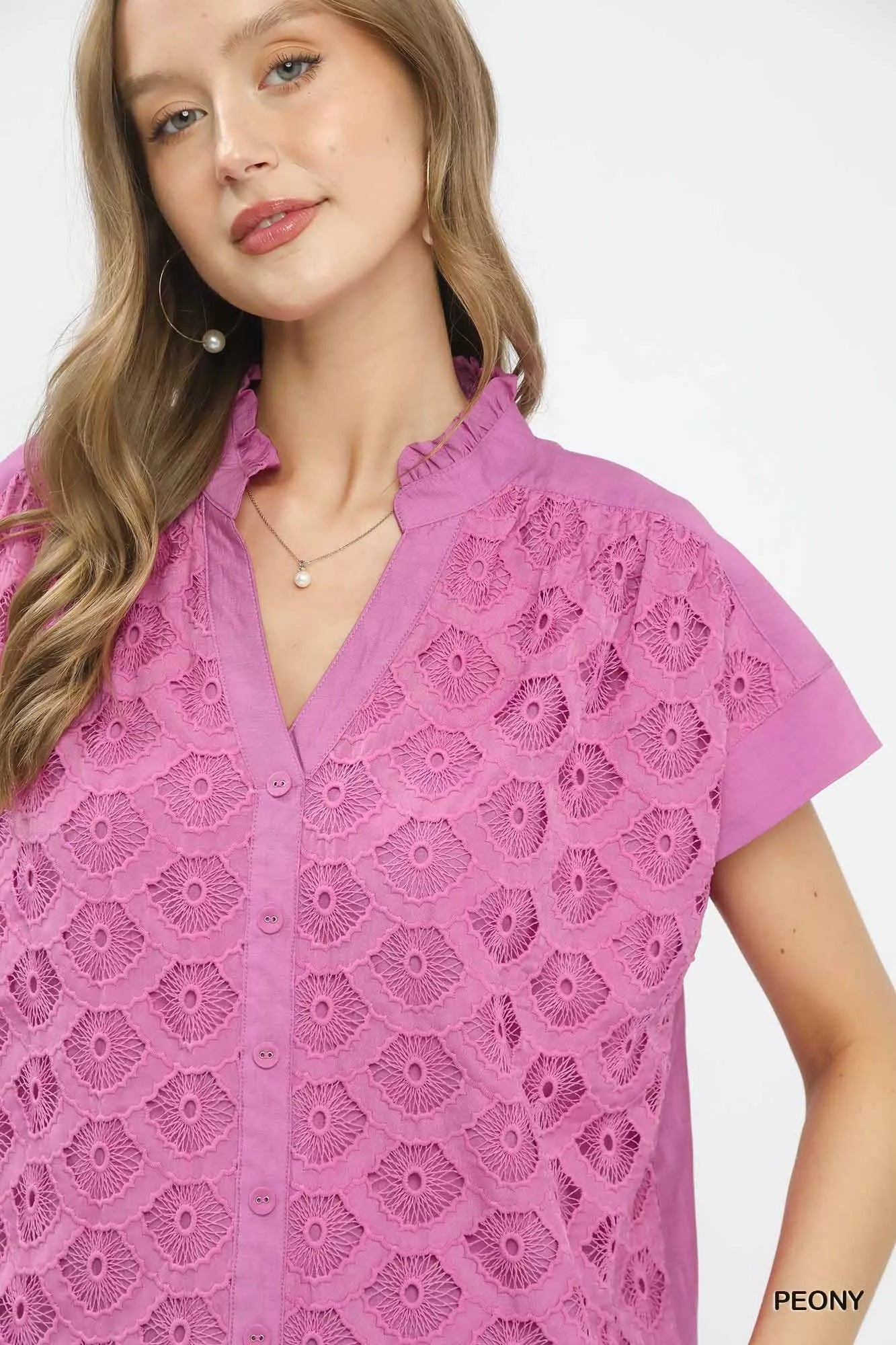 Umgee Lace Button - Front Top - Bitsy Gypsy Boutique