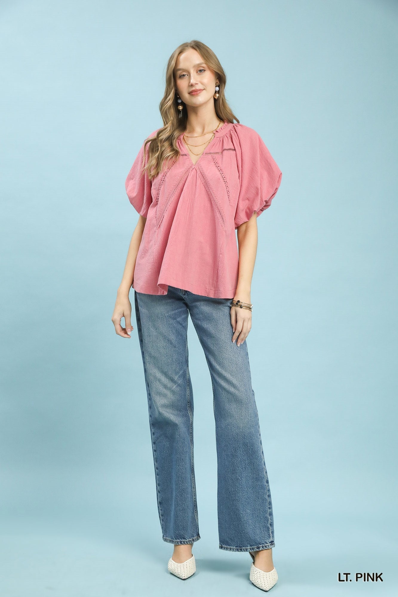 Umgee Lace Inset Puff Sleeve Boho Blouse - Bitsy Gypsy Boutique