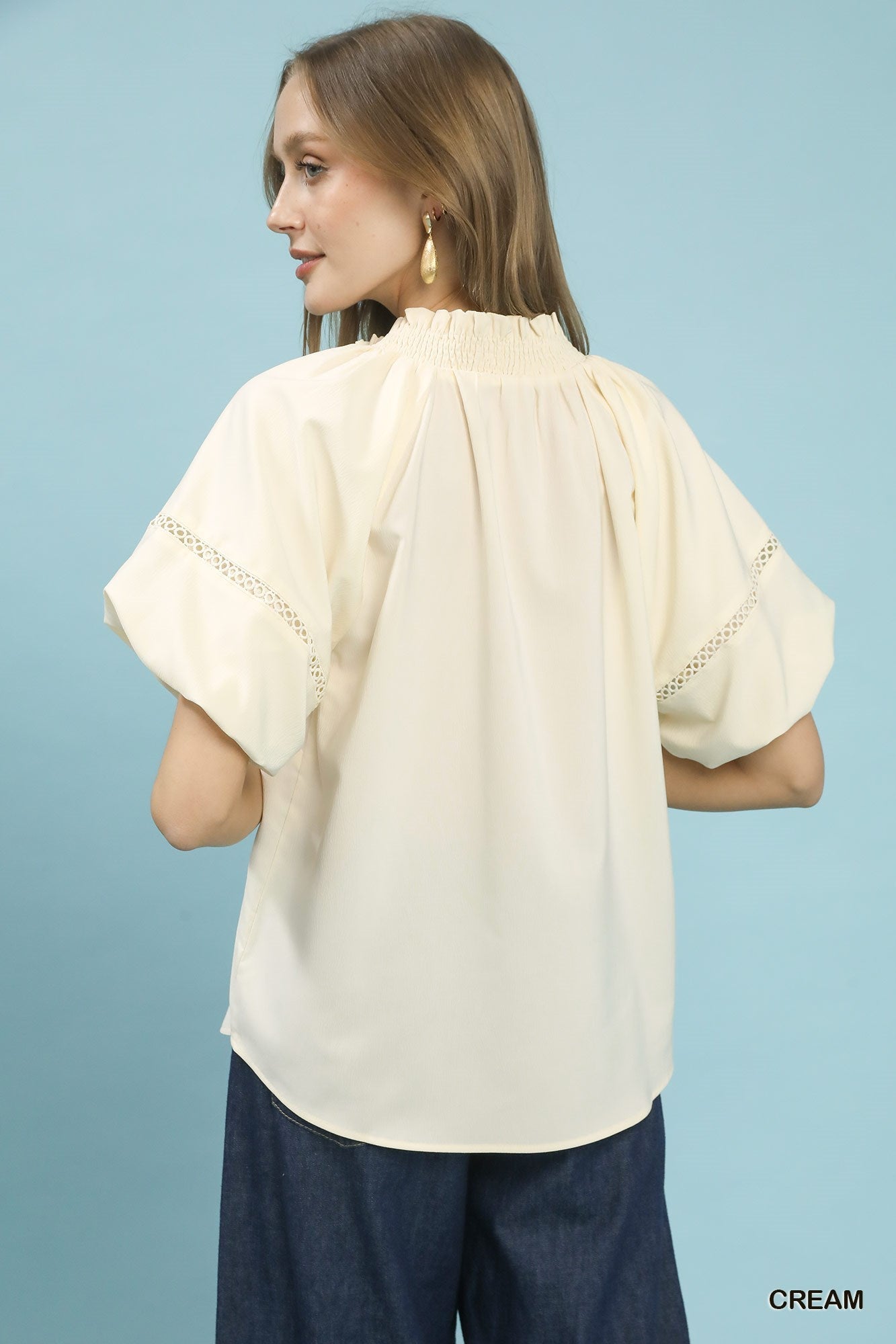 Umgee Lace Trim Peasant Top - Bitsy Gypsy Boutique