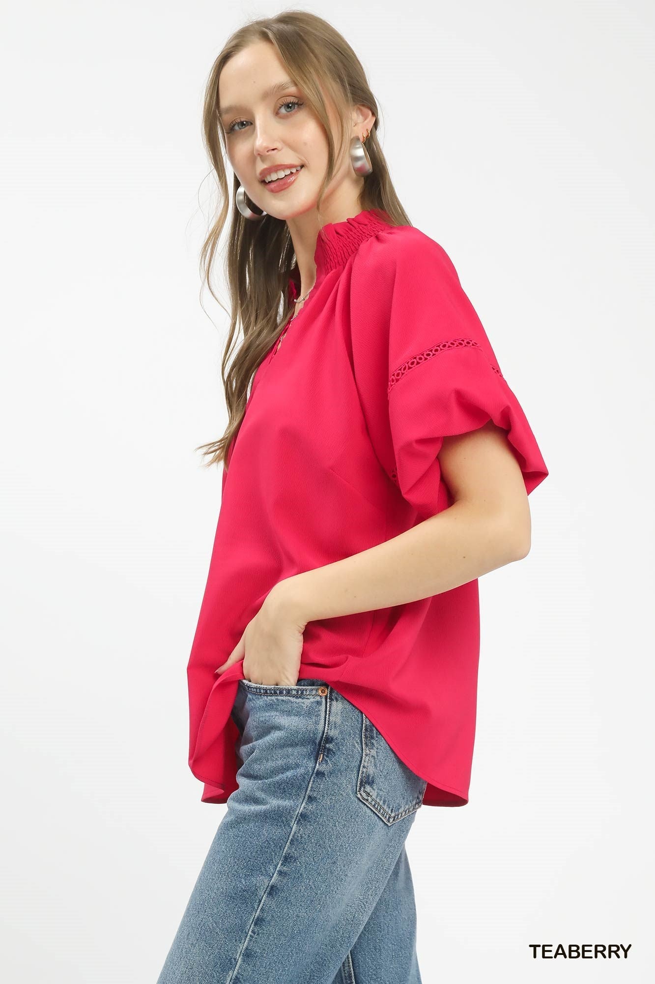 Umgee Lace Trim Peasant Top - Bitsy Gypsy Boutique