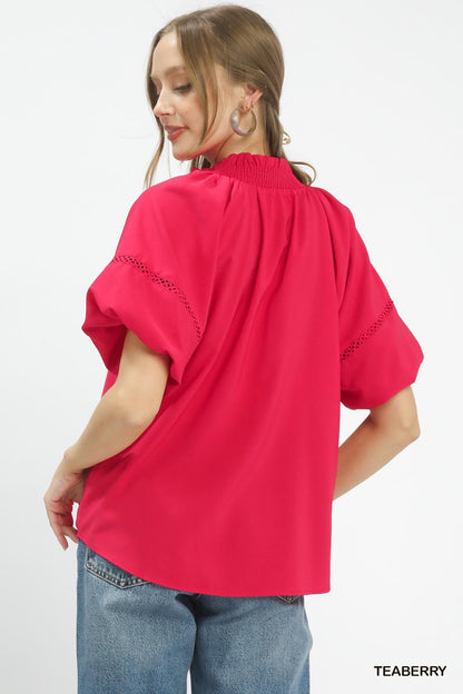 Umgee Lace Trim Peasant Top - Bitsy Gypsy Boutique