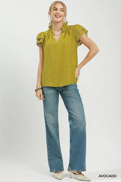 Umgee Lace Trim Ruffle Top - Bitsy Gypsy Boutique