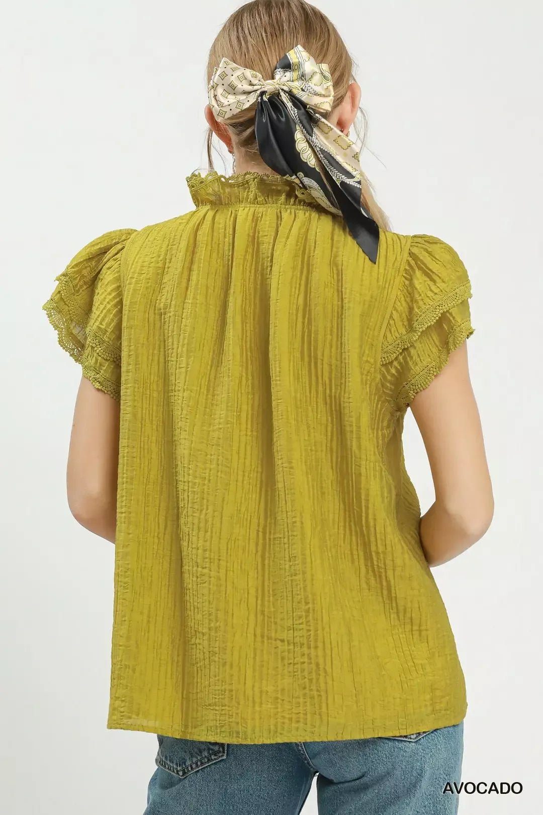 Umgee Lace Trim Ruffle Top - Bitsy Gypsy Boutique