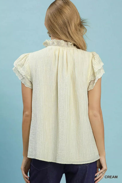 Umgee Lace Trim Ruffle Top - Bitsy Gypsy Boutique