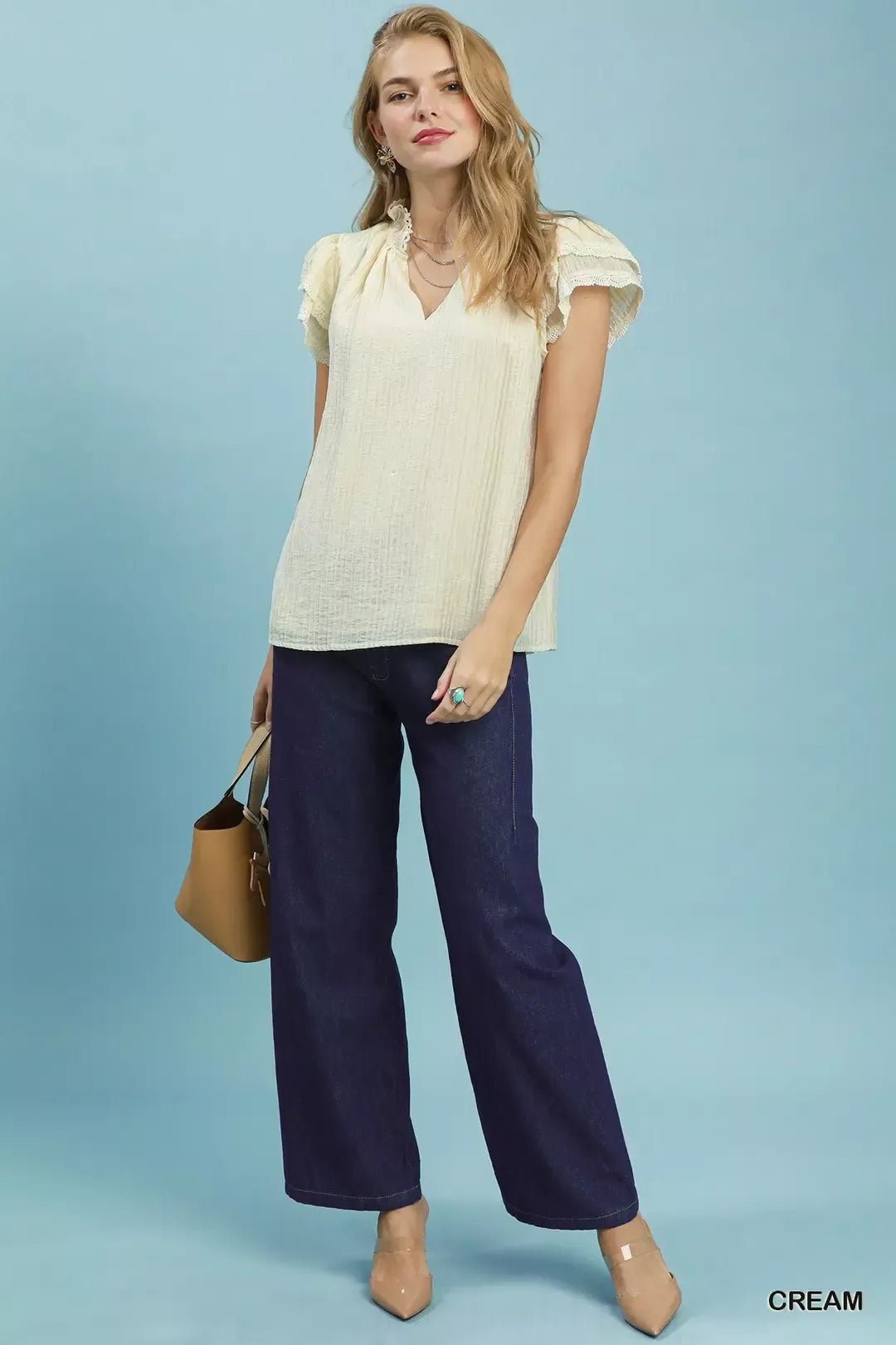 Umgee Lace Trim Ruffle Top - Bitsy Gypsy Boutique