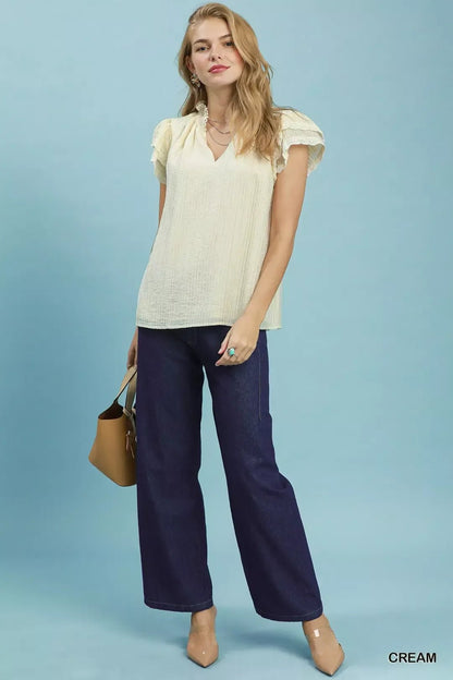 Umgee Lace Trim Ruffle Top - Bitsy Gypsy Boutique