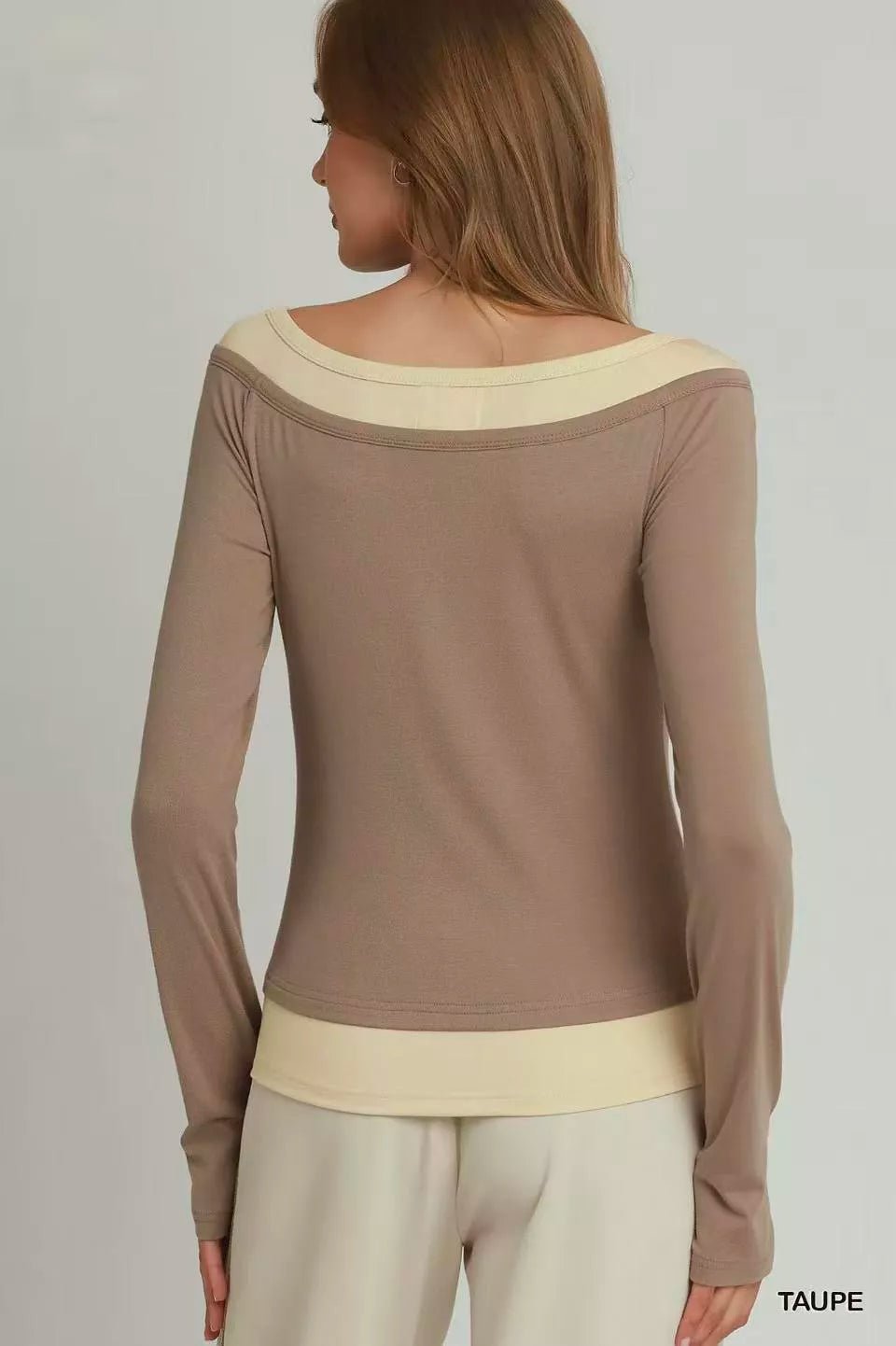 Umgee Layered Twofer Long Sleeve Top - Bitsy Gypsy Boutique