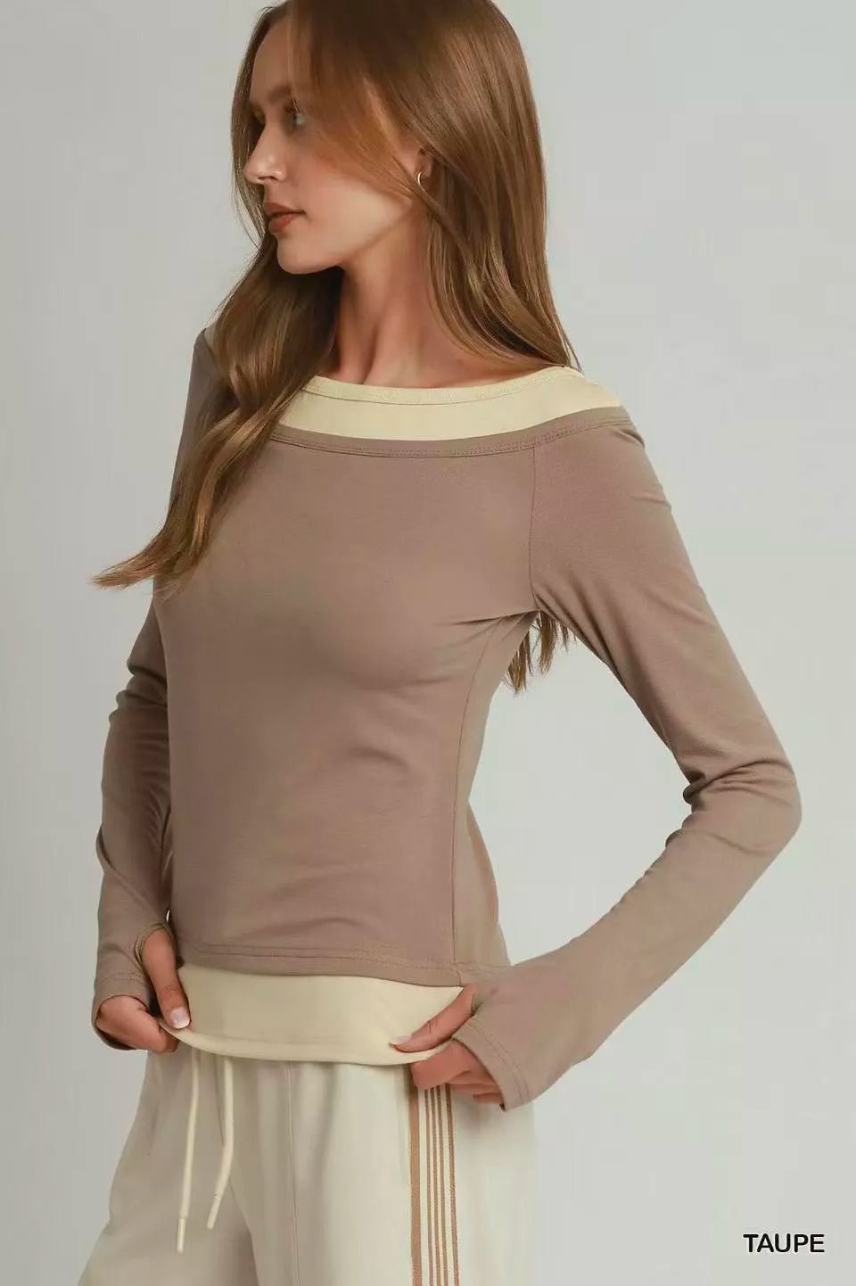 Umgee Layered Twofer Long Sleeve Top - Bitsy Gypsy Boutique