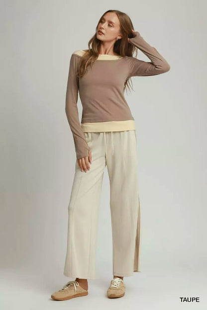 Umgee Layered Twofer Long Sleeve Top - Bitsy Gypsy Boutique
