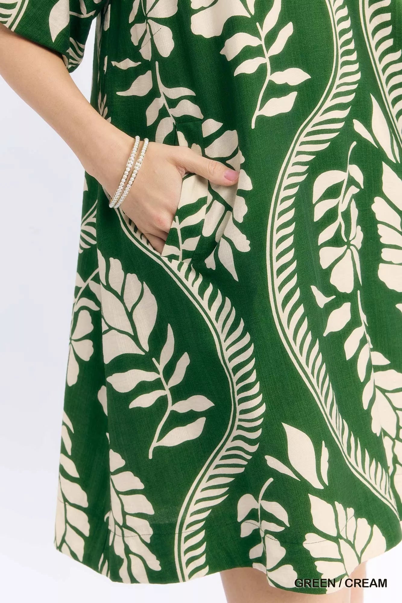 Umgee Leafy Ogee Print Mini Dress - Bitsy Gypsy Boutique