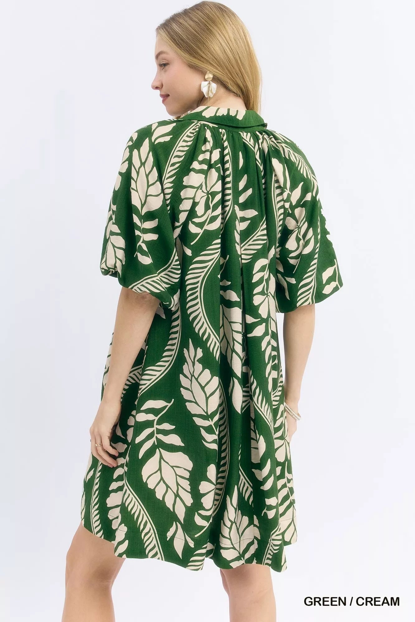 Umgee Leafy Ogee Print Mini Dress - Bitsy Gypsy Boutique