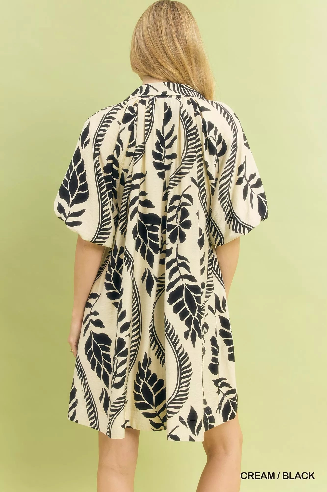 Umgee Leafy Ogee Print Mini Dress - Bitsy Gypsy Boutique