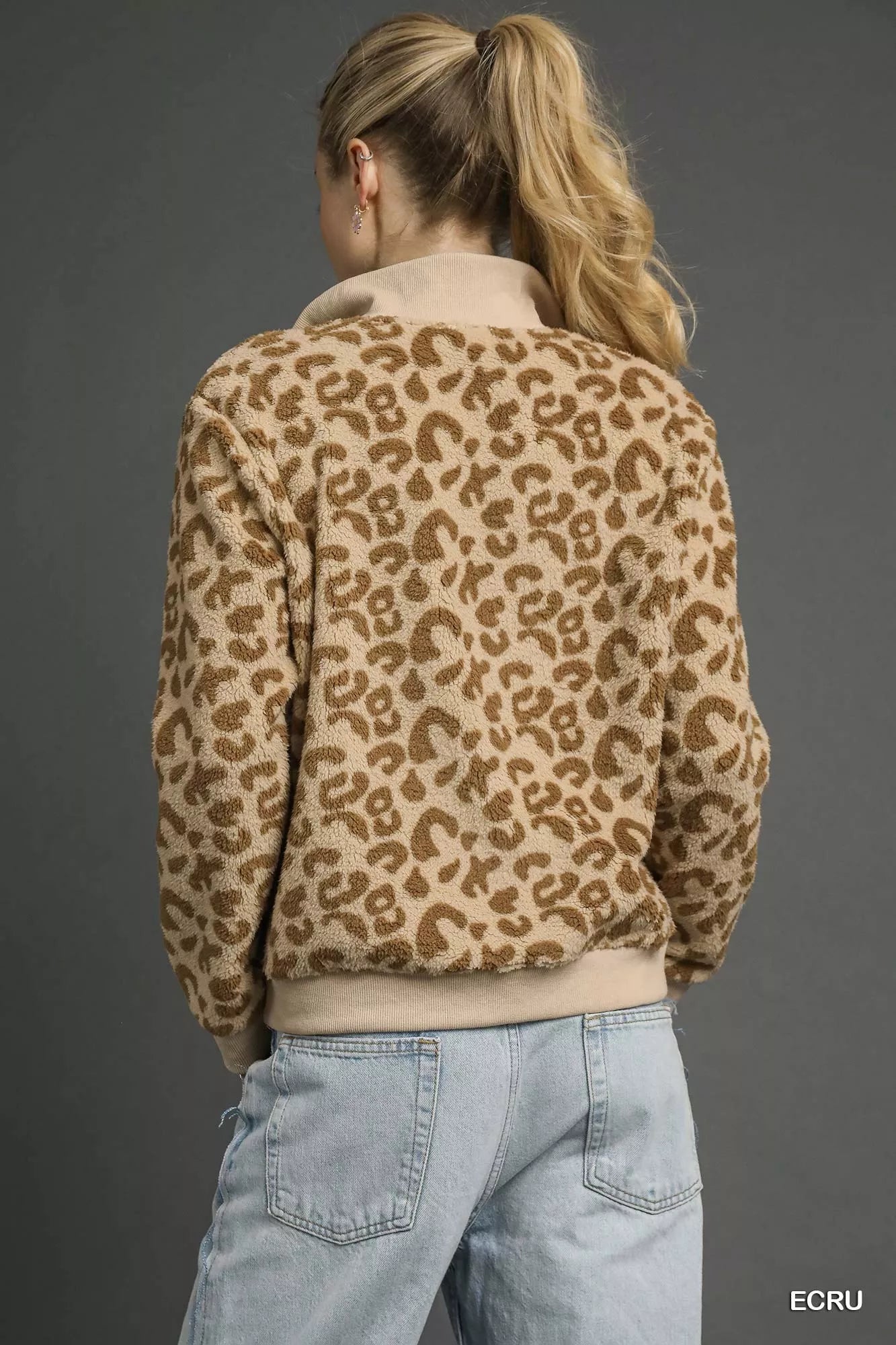 Umgee Leopard Print Quarter - Zip Sweatshirt - Bitsy Gypsy Boutique