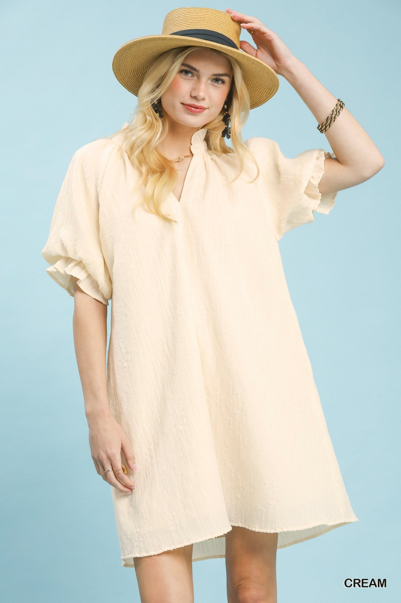Umgee Linen Blend Ruffle Dress - Bitsy Gypsy Boutique