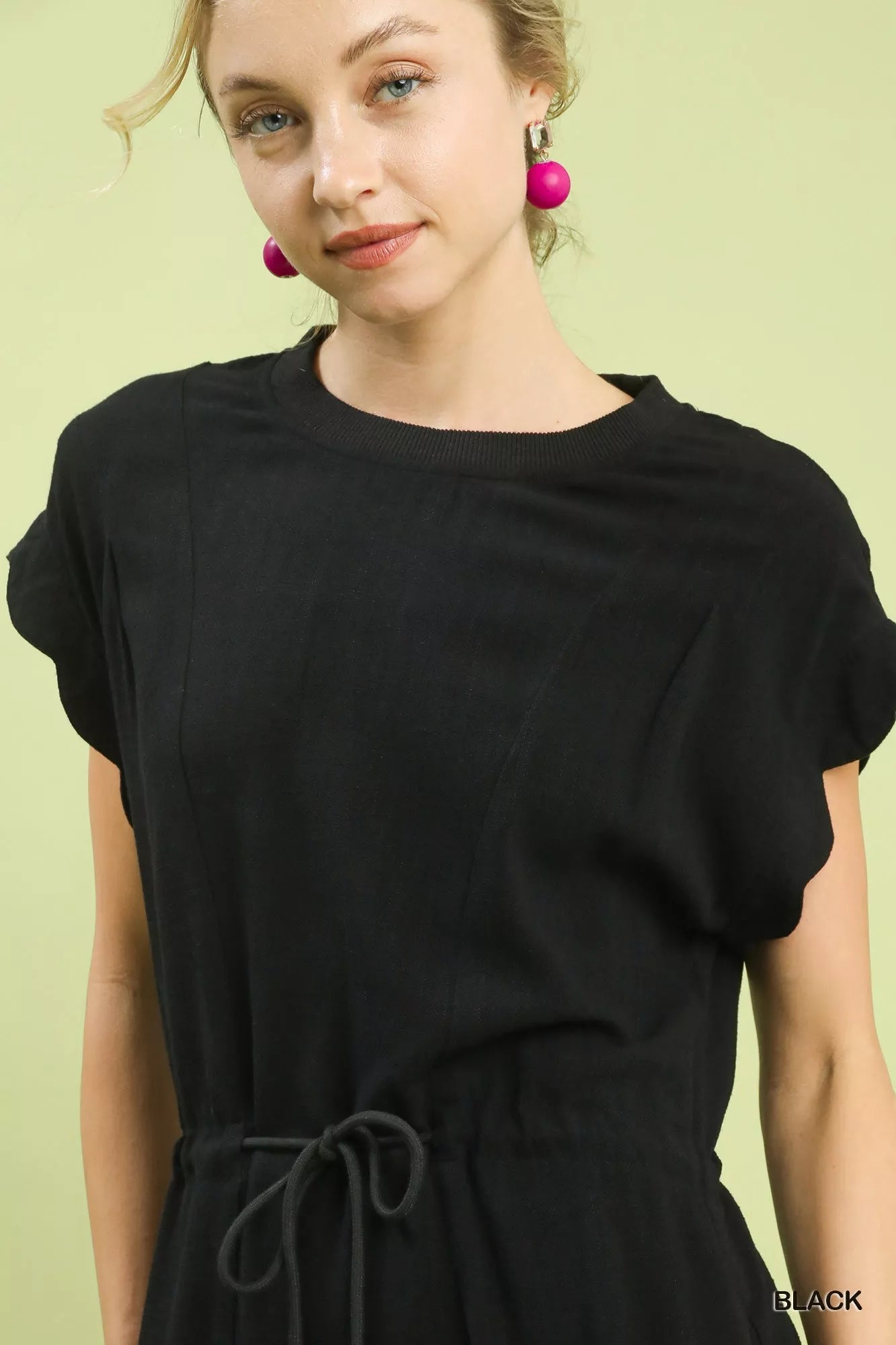 Umgee Linen Blend Scallop Hem Mini Dress - Bitsy Gypsy Boutique