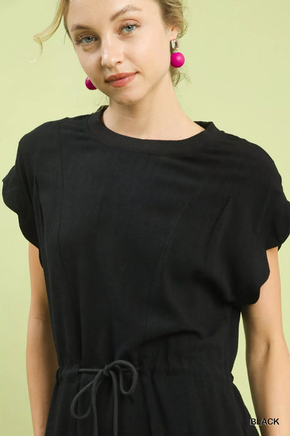 Umgee Linen Blend Scallop Hem Mini Dress - Bitsy Gypsy Boutique