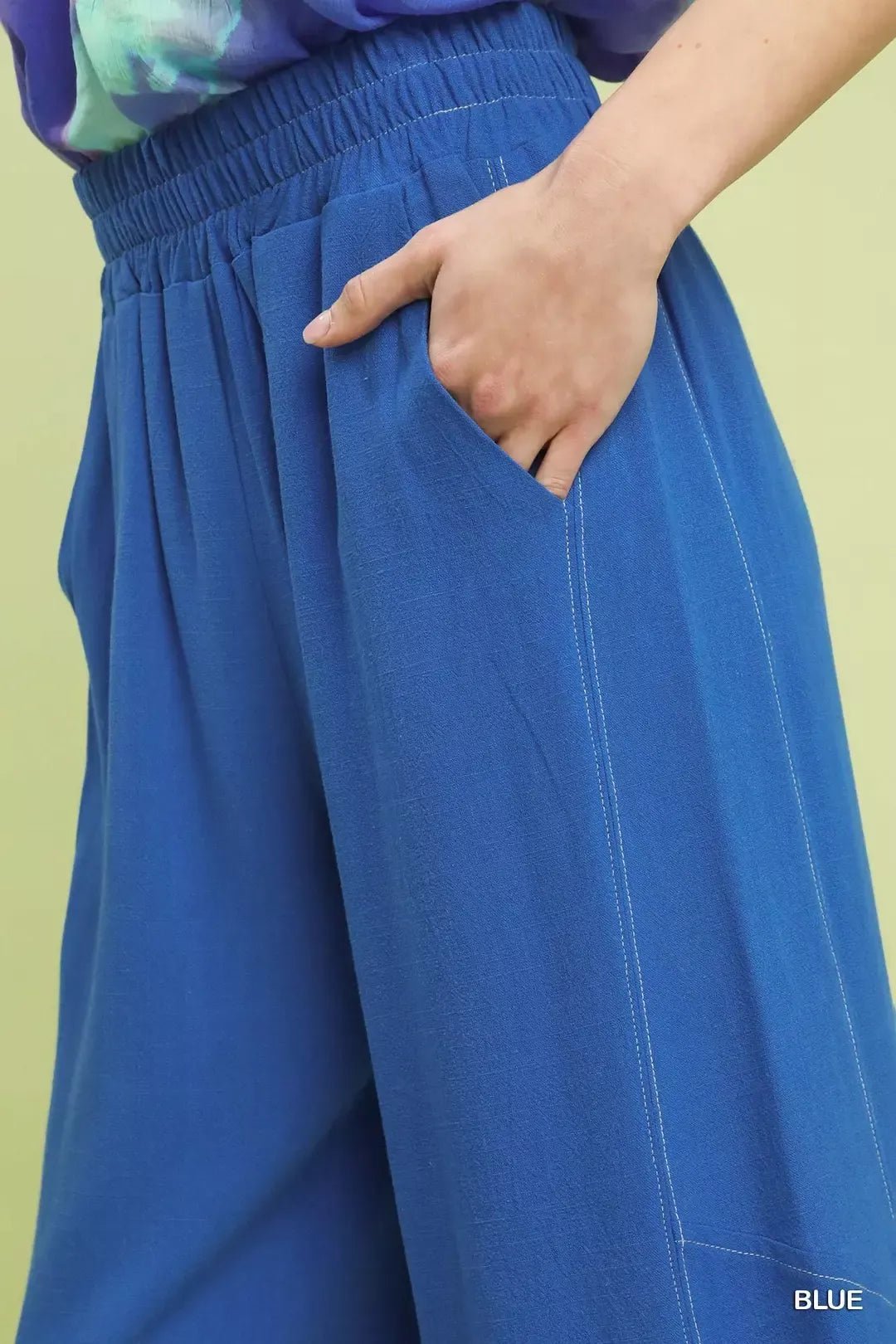 Umgee Linen Elastic Waist Wide Leg Pants - Bitsy Gypsy Boutique