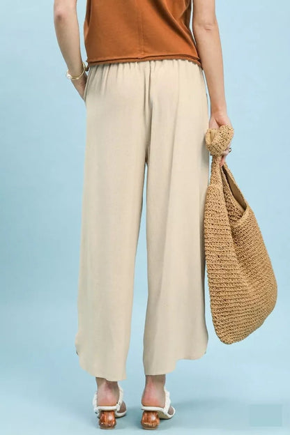 Umgee Linen Embroidered Wide - Leg Boho Pants - Bitsy Gypsy Boutique