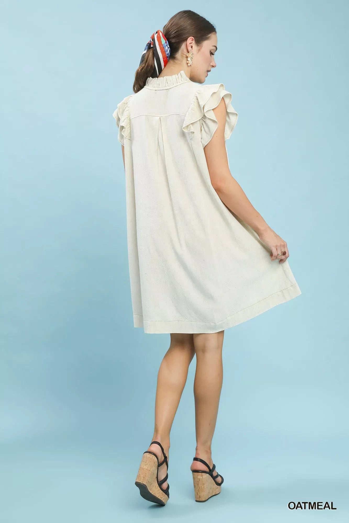 Umgee Linen Flutter Sleeve Shift Dress with Pockets - Bitsy Gypsy Boutique