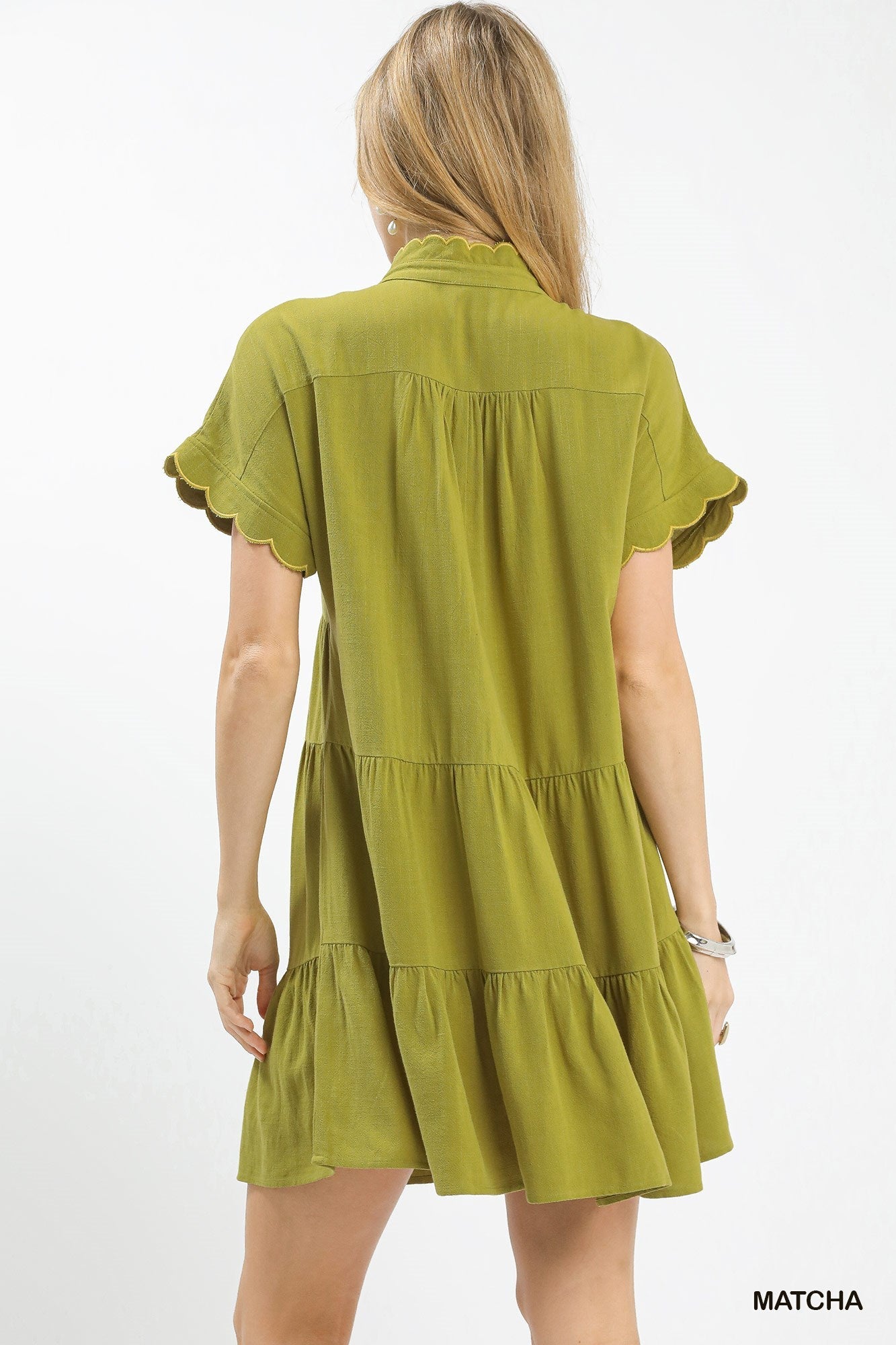 Umgee Linen Mini Dress with Scallop Trim - Bitsy Gypsy Boutique