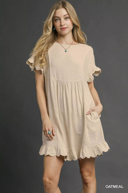 Umgee Linen Ruffle Hem Babydoll Dress - Bitsy Gypsy Boutique