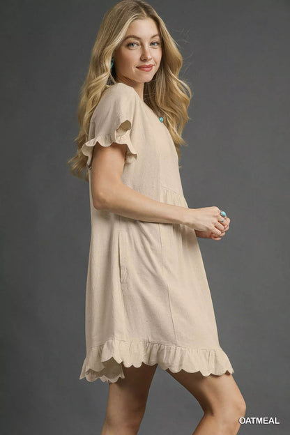 Umgee Linen Ruffle Hem Babydoll Dress - Bitsy Gypsy Boutique