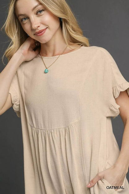Umgee Linen Ruffle Hem Babydoll Dress - Bitsy Gypsy Boutique
