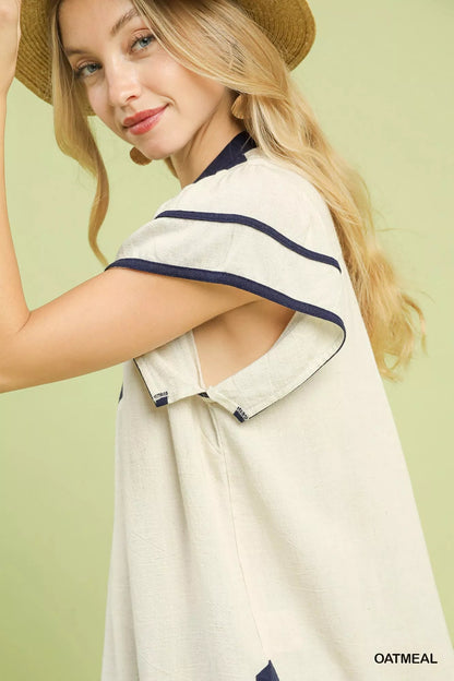 Umgee Linen Ruffle Sleeve Top - Bitsy Gypsy Boutique