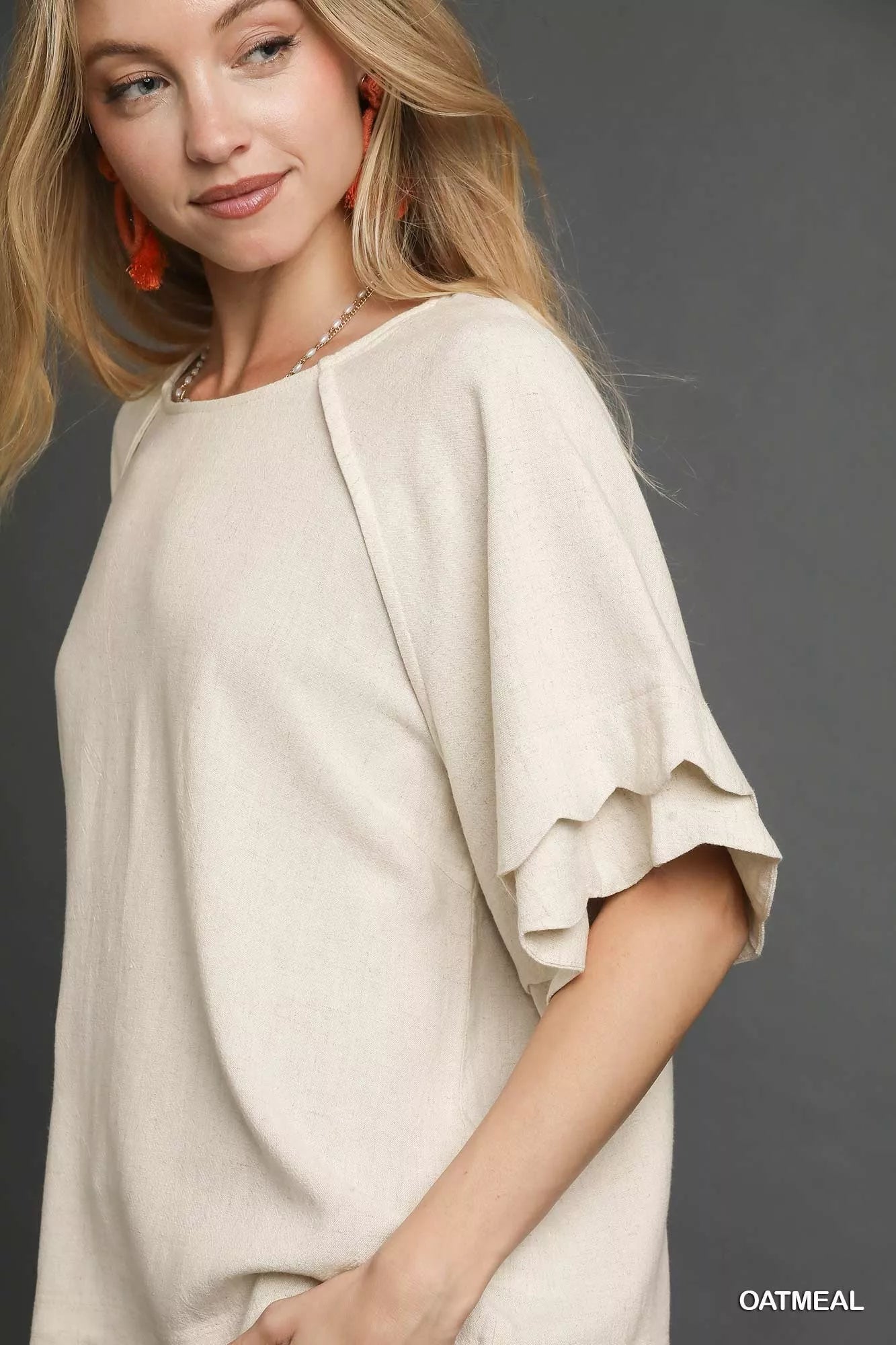 Umgee Linen Scallop Sleeve Boho Top - Bitsy Gypsy Boutique